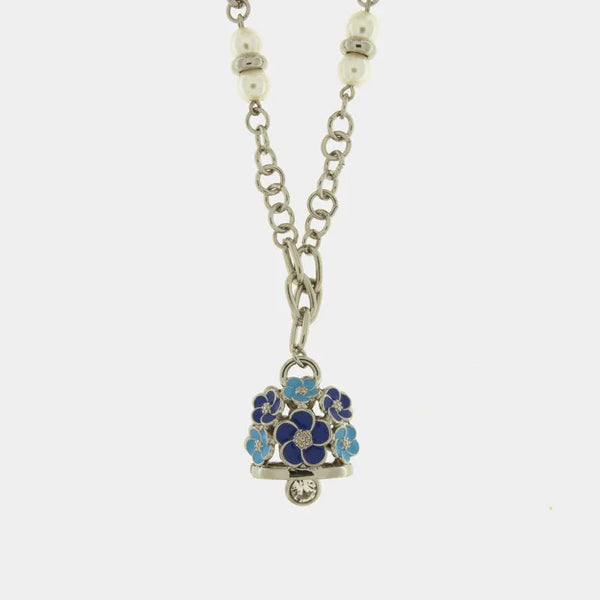 Collana in Metallo campanella con fiori blu — collezione tiberio