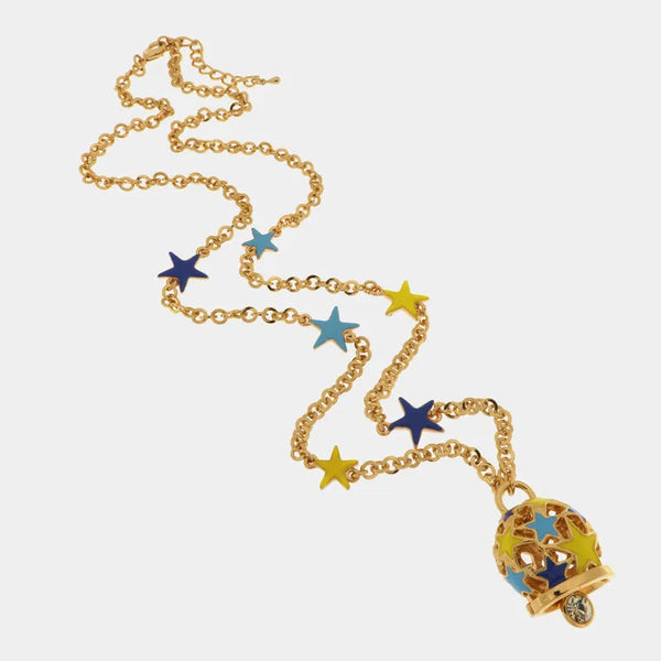 Collana in Metallo con campana portafortuna impreziosita da stelle colorate — collezione tiberio