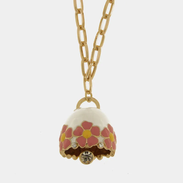 Collana in Metallo con campanella bianca e  fiori — collezione tiberio