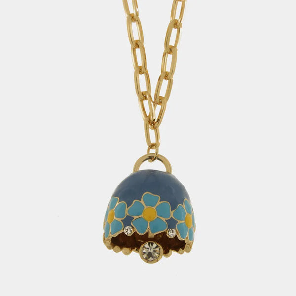 Collana in Metallo con campanella blu e  fiori — collezione tiberio