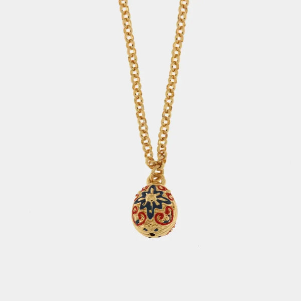 Collana in Metallo con uova colorato di blu — collezione tiberio