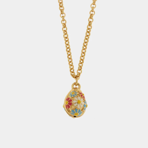Collana in Metallo con uova impreziosito da fiori colorati — collezione tiberio