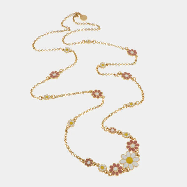 Collana in Metallo lunga con margherite colorate — collezione tiberio