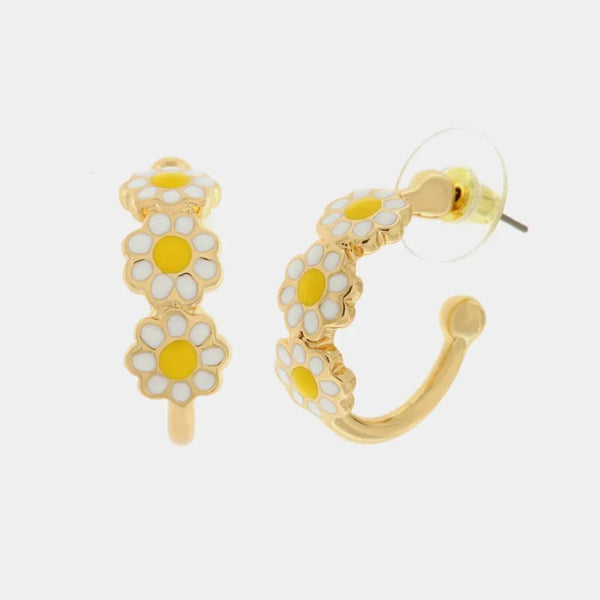 Orecchini in Metallo a cerchio con margherite — collezione tiberio
