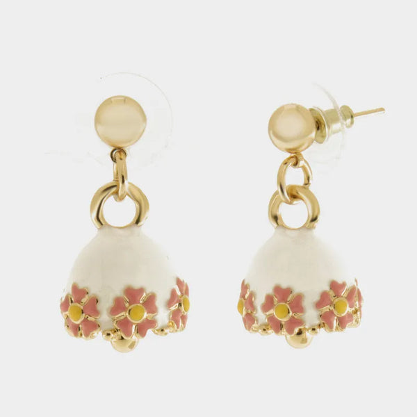 Orecchini in Metallo con campanella bianca e fiori — collezione tiberio