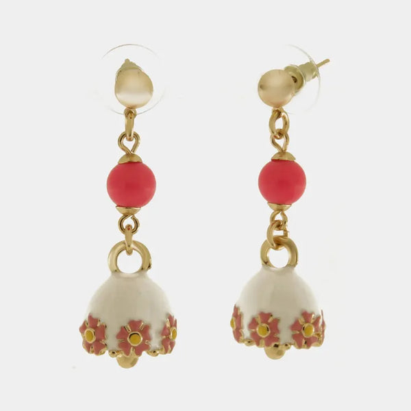 Orecchini in Metallo con campanella bianca  fiori e perla — collezione tiberio
