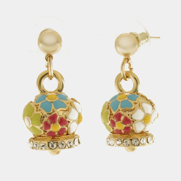 Orecchini in Metallo con campanella blu a fiori — collezione tiberio