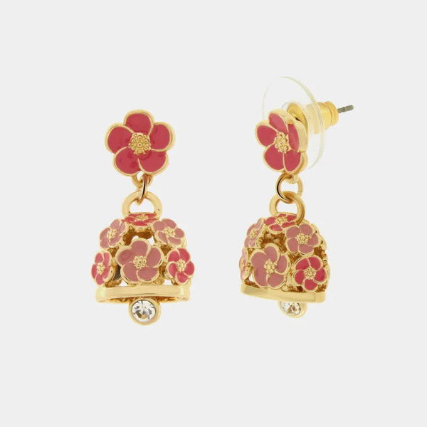 Orecchini in Metallo con campanella e fiori rosa — collezione tiberio