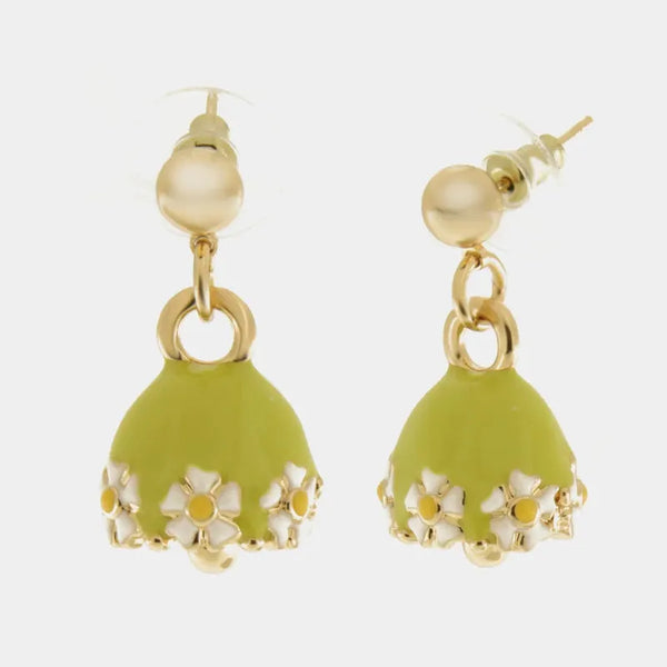 Orecchini in Metallo con campanella verde e fiori — collezione tiberio