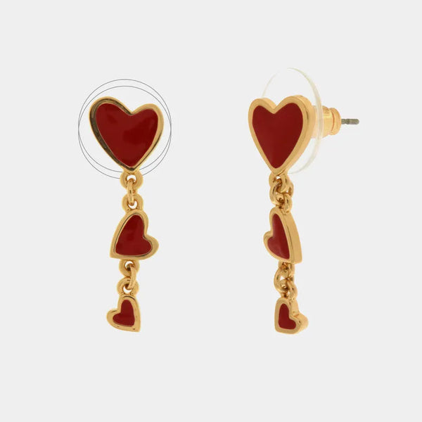 Orecchini in Metallo con cuori rossi pendenti — collezione tiberio