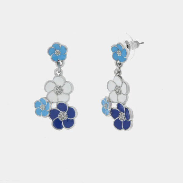 Orecchini in Metallo con fiori blu, azzurri e bianchi — collezione tiberio