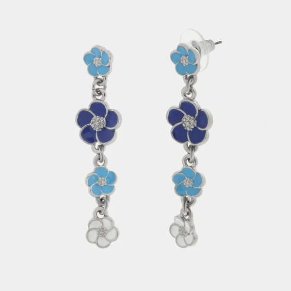 Orecchini in Metallo con fiori blu, azzurri e bianchi — collezione tiberio