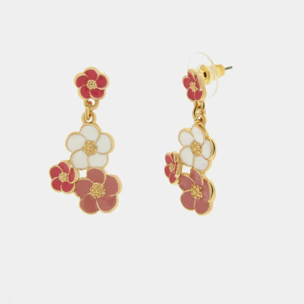 Orecchini in Metallo con fiori rosa e bianchi — collezione tiberio