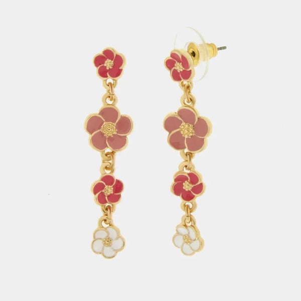Orecchini in Metallo con fiori rosa e bianchi — collezione tiberio
