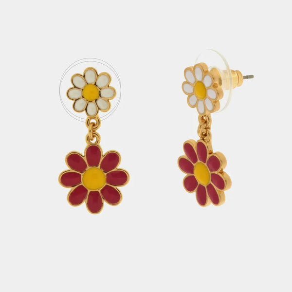 Orecchini in Metallo con margherite in smalto colorato pendenti — collezione tiberio