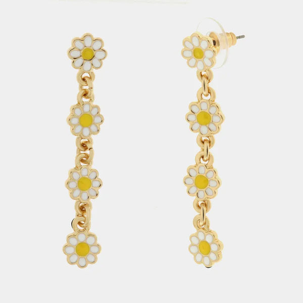 Orecchini in Metallo con margjerite pendenti — collezione tiberio