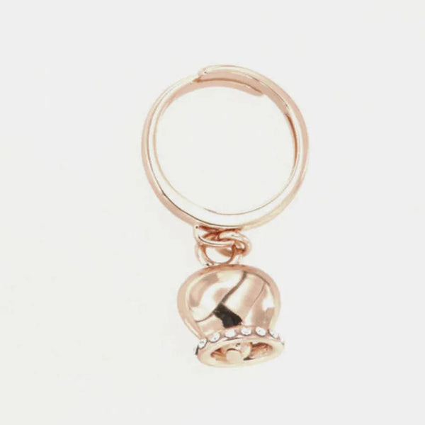 Anello in Metallo con campanella portafortuna pendente, impreziosita da cristalli — collezione tragara