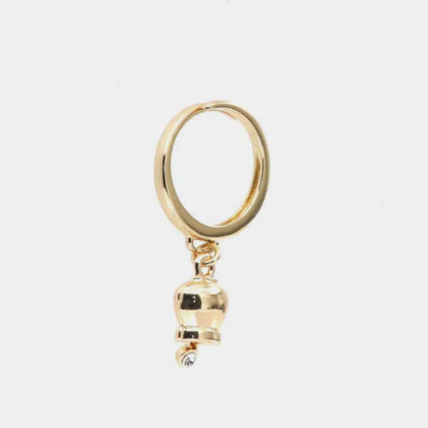 Anello in Metallo con campanella portafortuna pendente, impreziosita da punto luce — collezione tragara