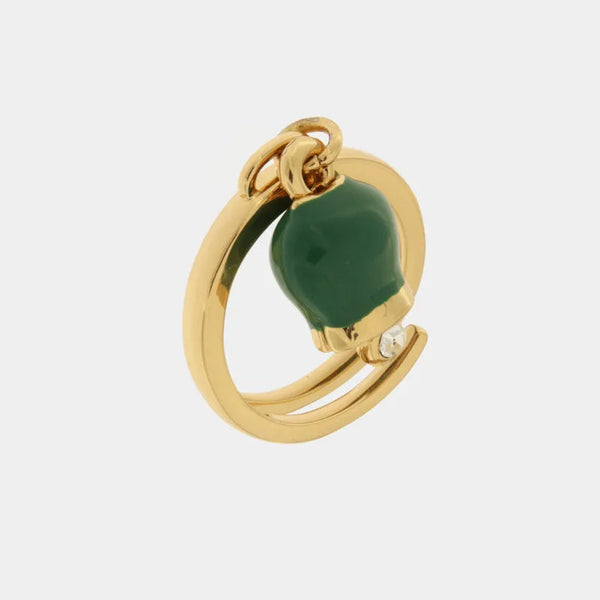 Anello in Metallo con campanella portafortuna verde — collezione tragara