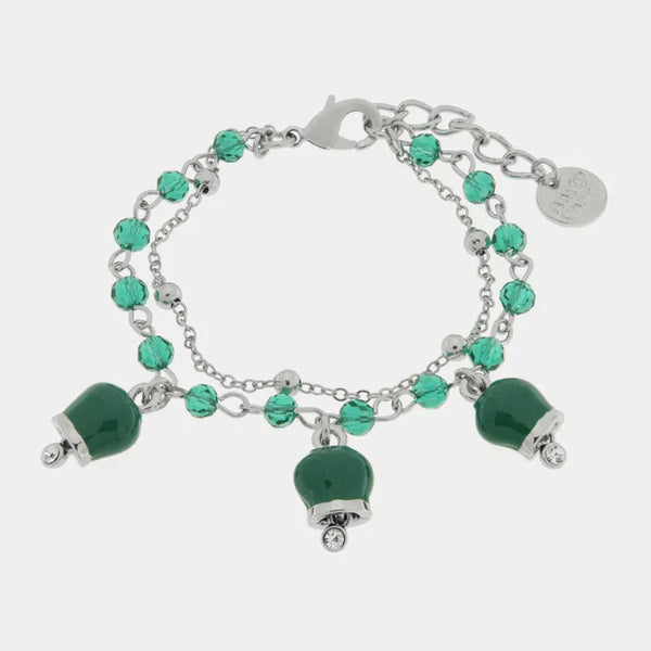 Bracciale in Metallo con campanelle verdi multifilo — collezione tragara