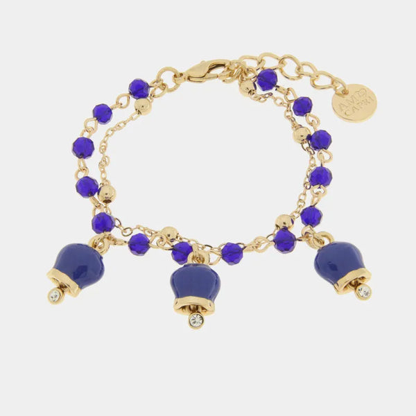 Bracciale in Metallo con campenelle blu cobalto multifilo — collezione tragara