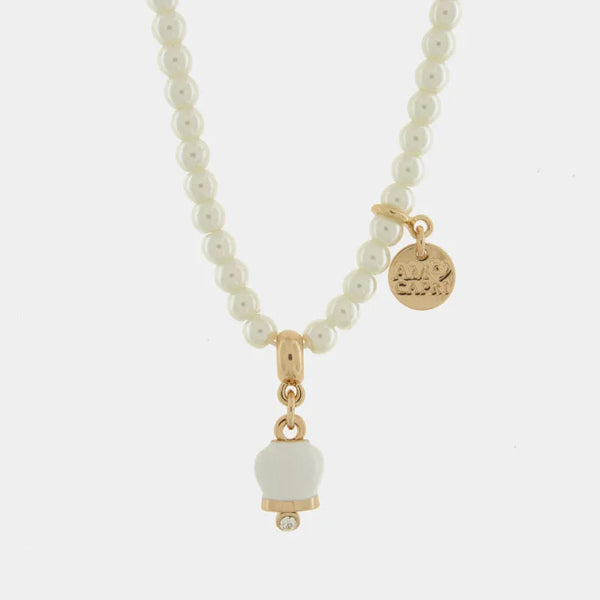 Collana in Metallo campanella bianca e perle — collezione tragara