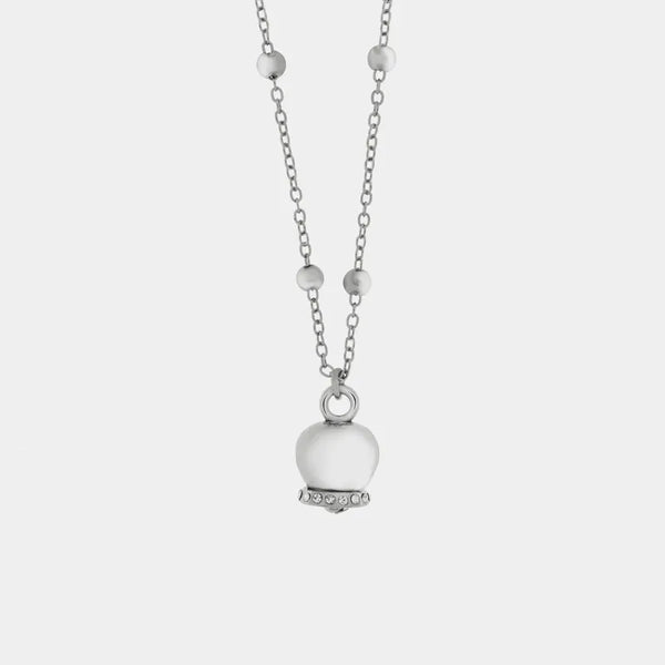 Collana in Metallo con campanella portafortuna pendente, impreziosita da cristalli — collezione tragara