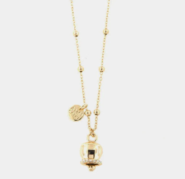 Collana in Metallo con campanella portafortuna pendente, impreziosita da cristalli — collezione tragara
