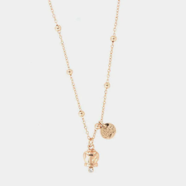 Collana in Metallo con campanella portafortuna pendente, impreziosita da cristalli — collezione tragara