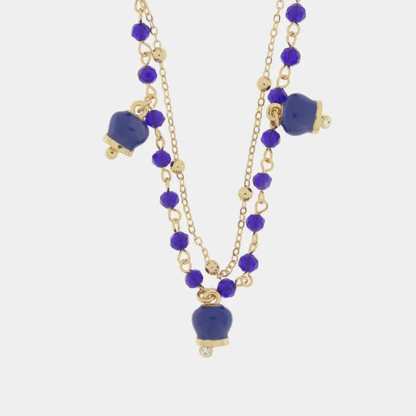 Collana in Metallo con campanelle blu multifilo — collezione tragara