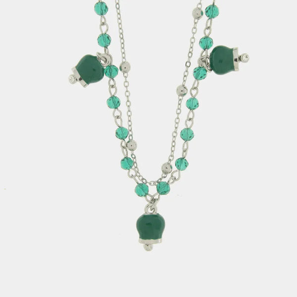Collana in Metallo con campanelle verdi multifilo — collezione tragara