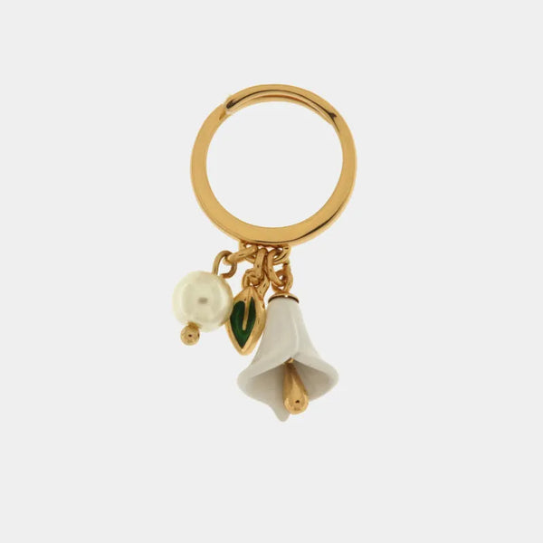 Anello in Metallo con perla e campanella a forma di calla impreziosita da smalti colorati — collezione via camerelle