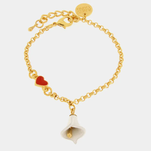 Bracciale in Metallo con campanella a forma di calla bianca — collezione via camerelle
