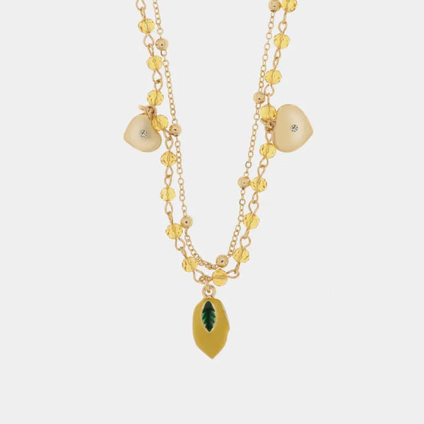 Collana in Metallo con limone e cristalli gialli — collezione via camerelle