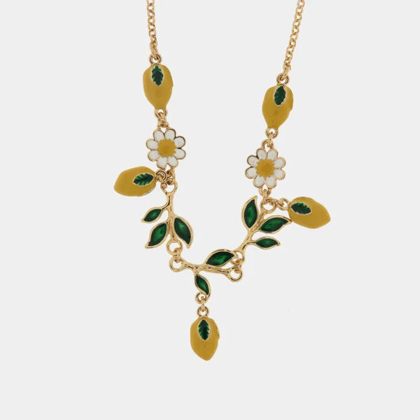 Collana in Metallo con limoni e foglie — collezione via camerelle
