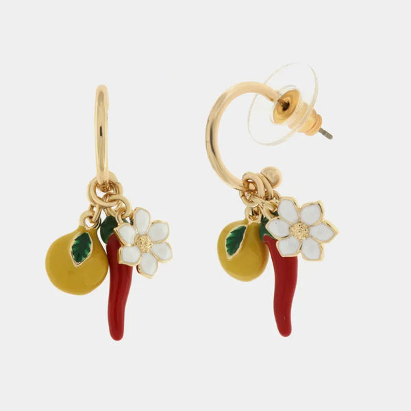 Orecchini in Metallo con limoni e cornetto — collezione via camerelle