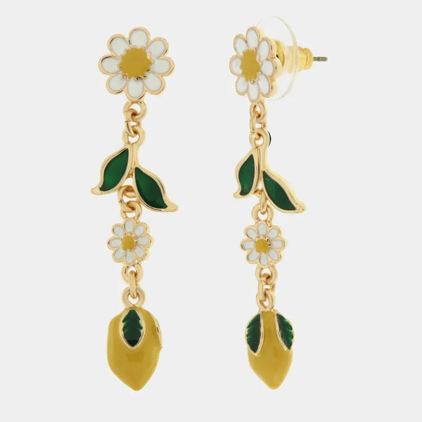 Orecchini in Metallo con limoni e fiori — collezione via camerelle