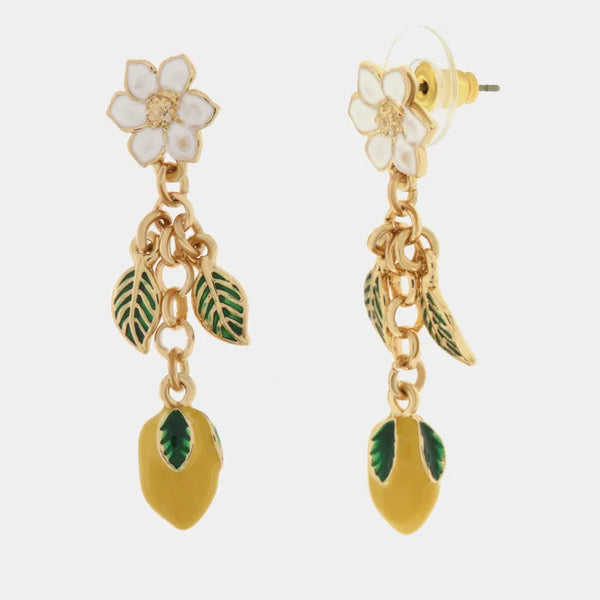 Orecchini in Metallo con limoni e foglie — collezione via camerelle